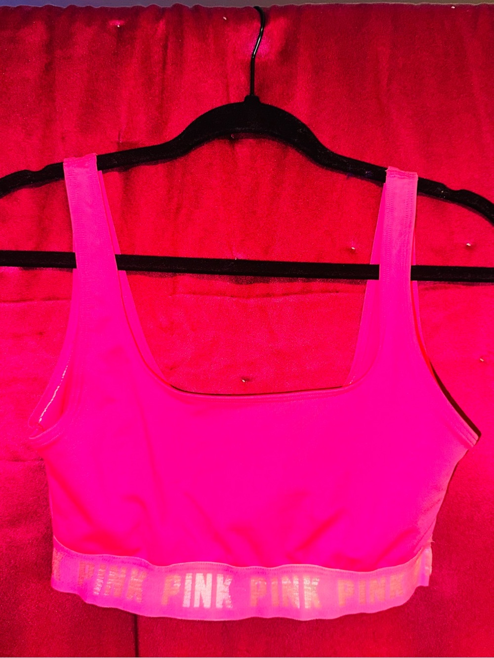 👑 Size Small Used VS PINK Victoria's Secret Hot Pink Sports Bra — NEON PINK
